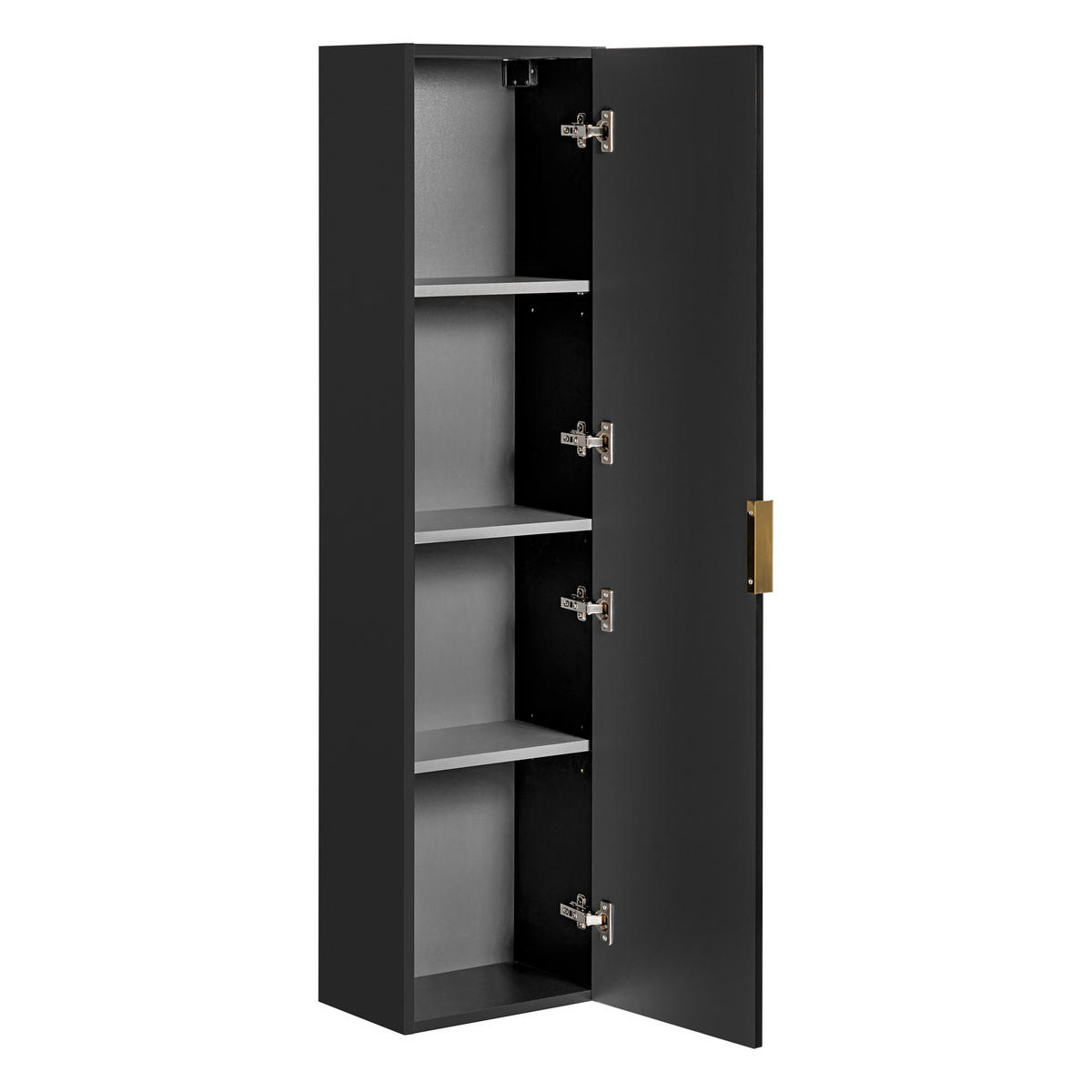 HOCHSCHRANK ADEN SZK1 Profilierte Fronten Schwarz - Schwarz, Holzwerkstoff (35/140/25cm) - Komodee