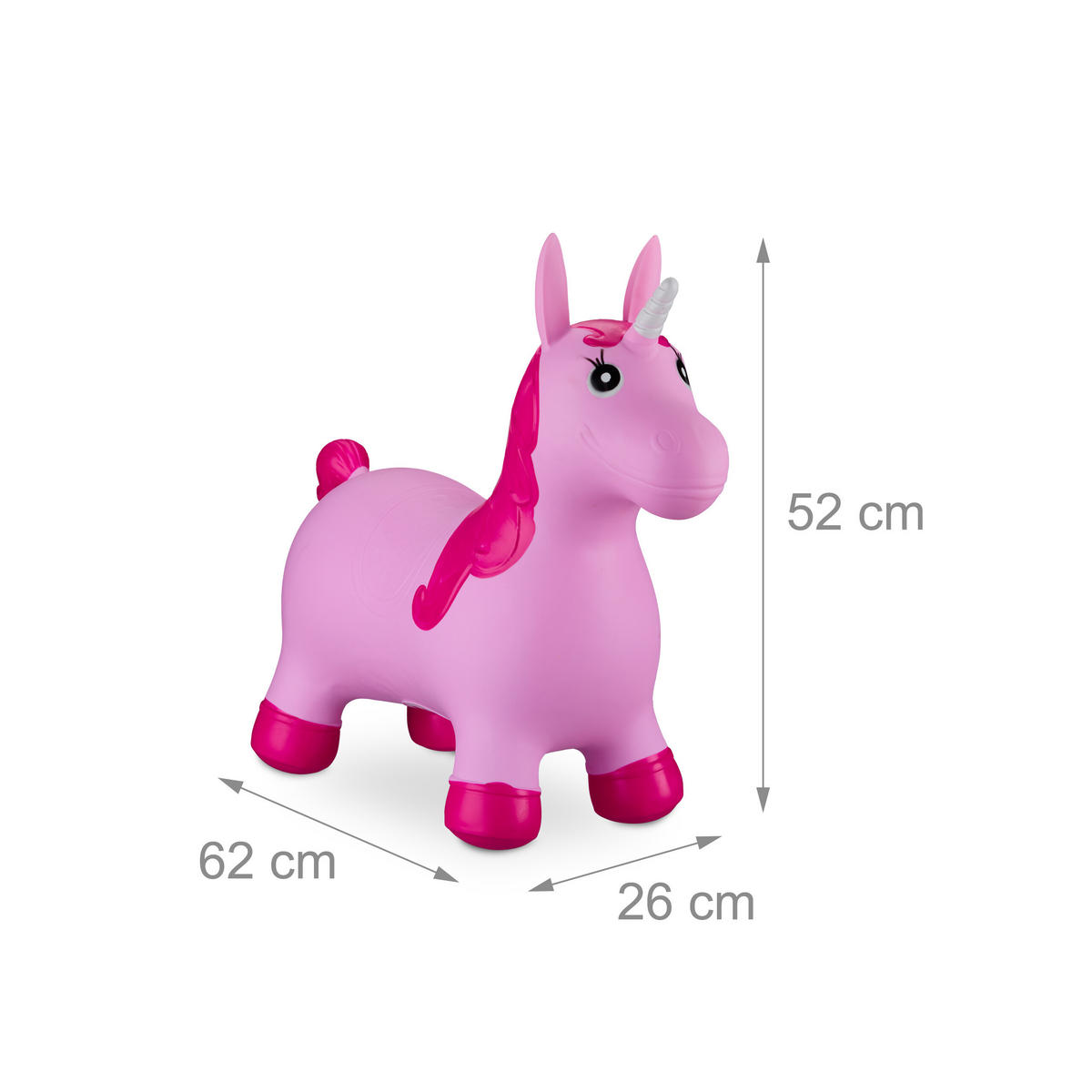 HÜPFTIER Einhorn - Pink, Kunststoff (62/26/52cm) - Relaxdays