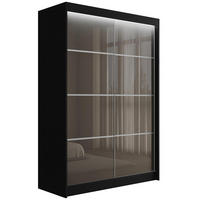 KLEIDERSCHRANK PEKA III mit LED - 120 cm - Schwarz|Grau - Schwarz/Grau, Holzwerkstoff (120/215/61cm) - ALTDECOR