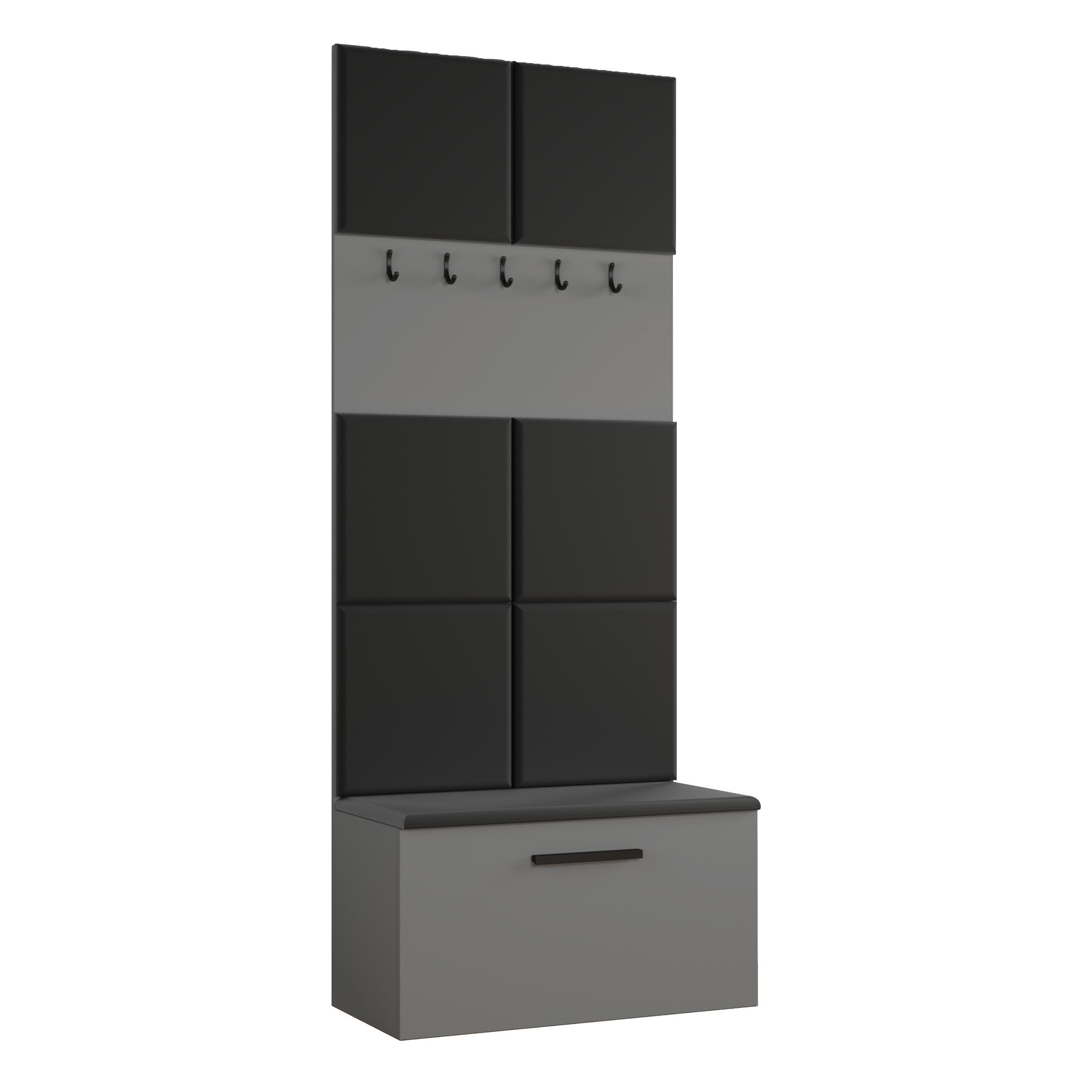 GARDEROBENSCHRANK MODULO 80,6/204/40 cm Modern Garderobe-Set Grau - Schwarz/Grau, Holzwerkstoff (80.6/204/40cm) - MASSENO