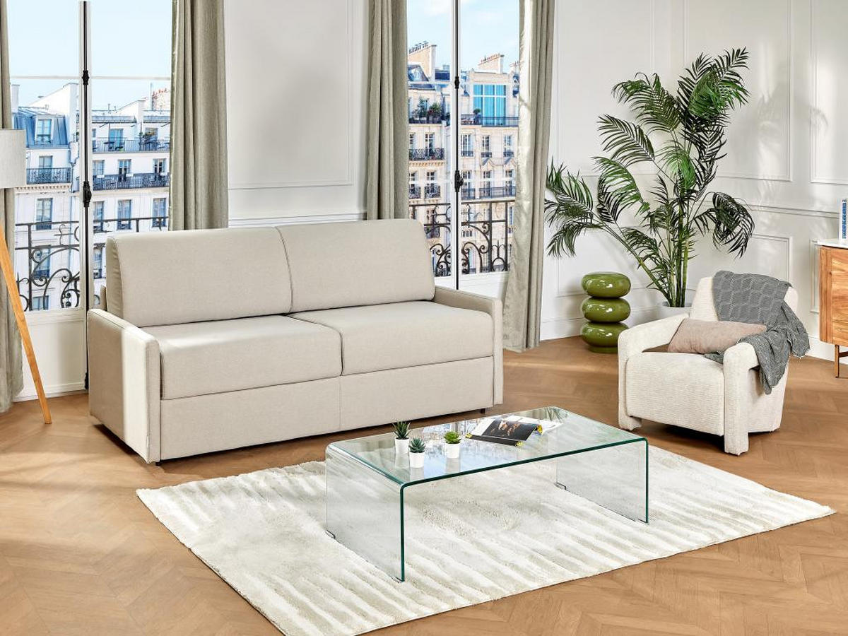 COUCHTISCH - Sicherheitsglas - ALONZO - Transparent/Hellgrau, Glas (110/55/35cm) - Vente-Unique