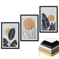 WANDBILDER 3er-Set - 40x60 cm Schwarzer Rahmen - Pflanzenmuster große Sonnen minimalistisch - Schwarz, Kunststoff (40/60cm) - ArtPrintCave