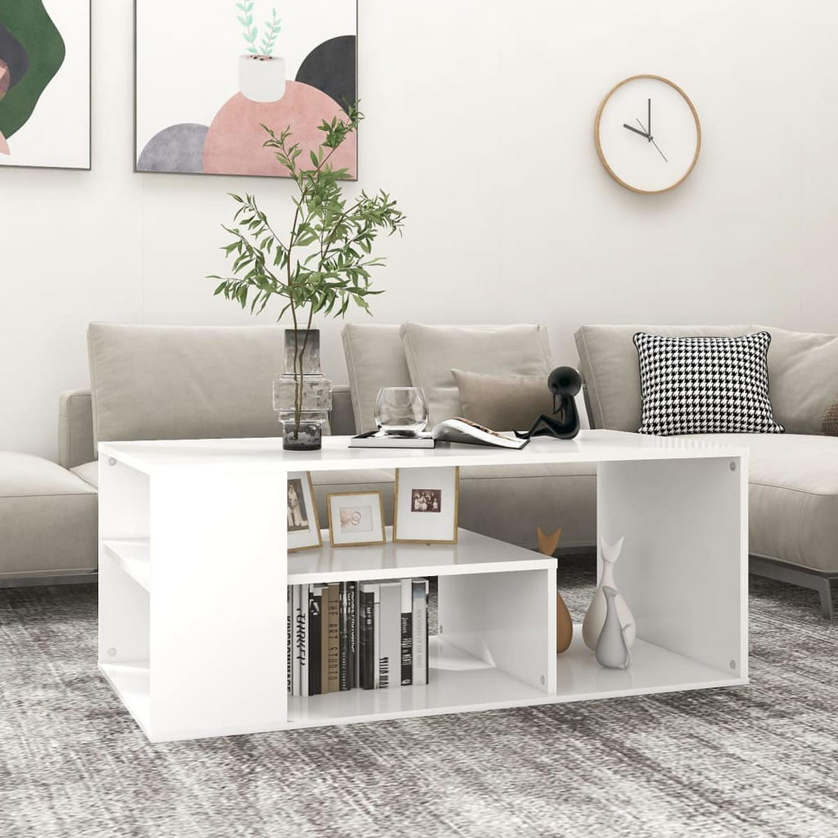 COUCHTISCH Weiß 100x50x40 cm Holzwerkstoff - Weiß, Holzwerkstoff (50/100/40cm) - furnicato