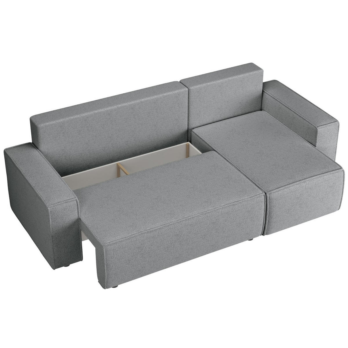 ECKSOFA Copertino Hellgrau beidseitig montierbar - Hellgrau/Schwarz, Kunststoff/Textil (244/145cm) - Selsey