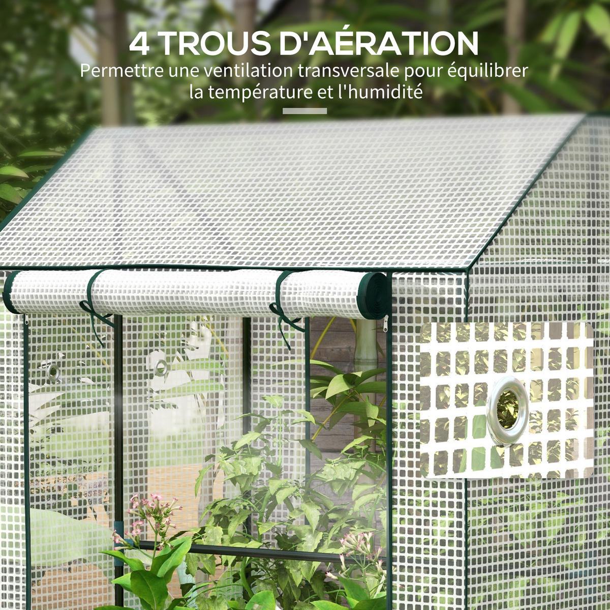 GEWÄCHSHAUS DE-12092 mit 2 Räumen und 2 Rolltüren Transparent - Weiß, Kunststoff (80/150/100cm) - ComfortXL