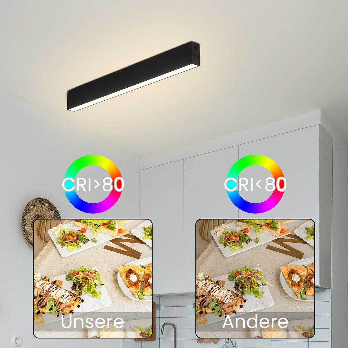 LED-DECKENLEUCHTE Werner 53.6/3.5/5.5 cm - Schwarz, Metall (53.6/3.5/5.5cm) - Nettlife