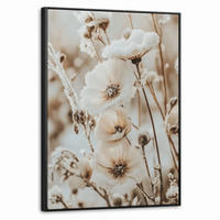 LEINWAND Bilder mit Rahmen - Blumen - Winter - Weiß - Schnee - Beige - 60x80 - Creme, Textil (60/80cm) - MuchoWow