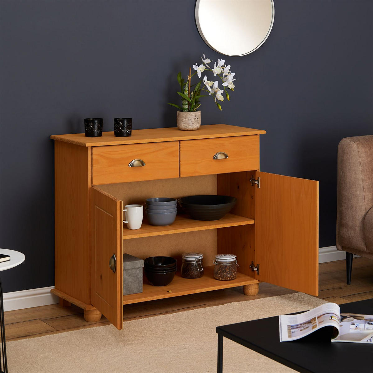 KOMMODE COLMAR - Kieferfarben, Holz (91/79/39cm) - IDIMEX