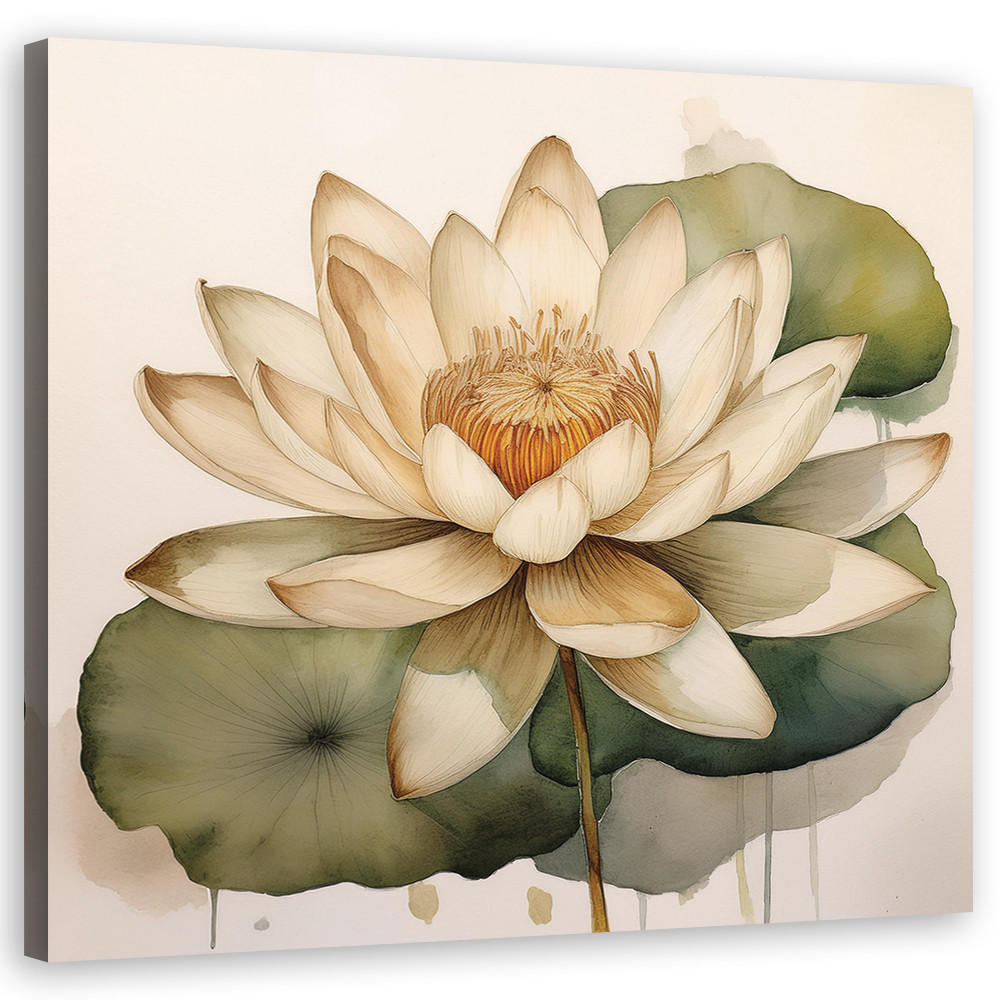 WANDBILD blumen blätter botanik - Beige, Textil (40/40cm) - Feeby