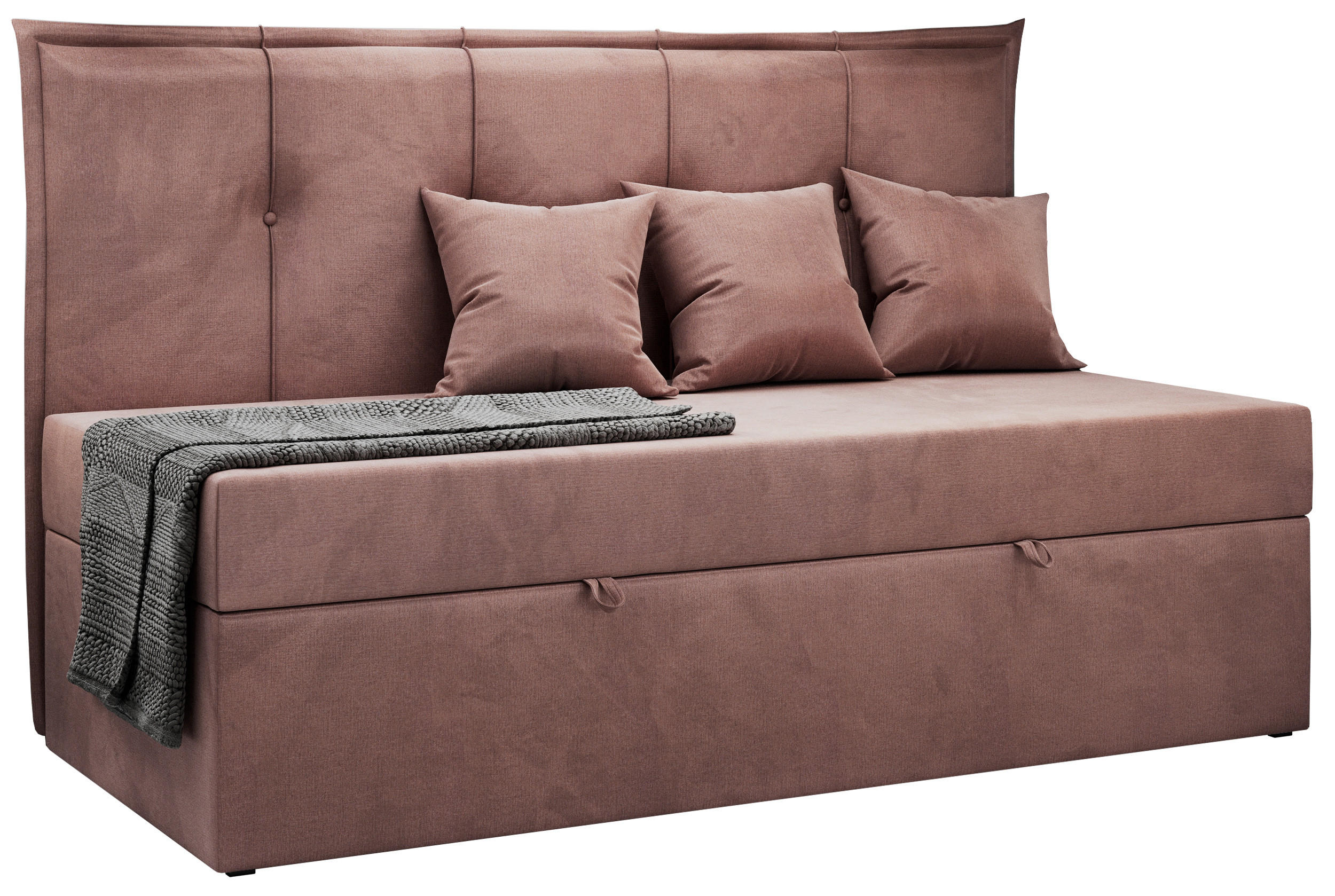 BOXBETT BANCO 90/200 Rosa Velvet hydrophob - H3 - Rosa, Holz/Textil (90/200cm) - MKS