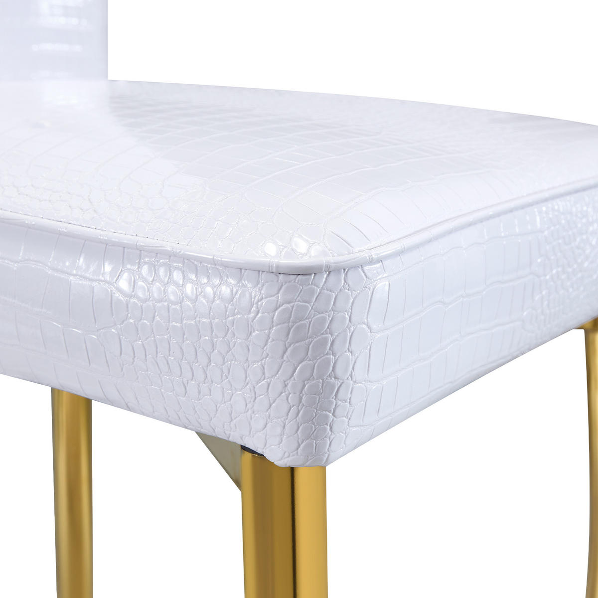 ESSZIMMERSTUHL 2er-Set, Krokodiloptik, Kunstleder, Gold - Weiß, Kunststoff (42/101/61.5cm)