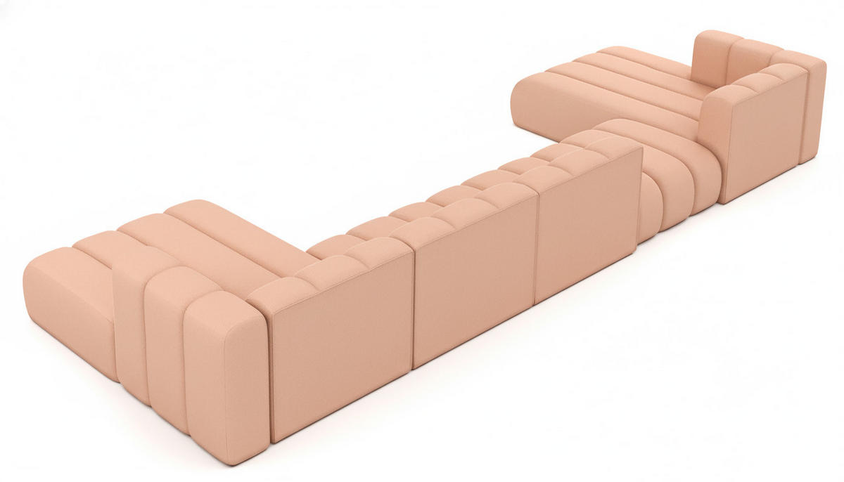 ECKSOFA U-Form Grand U Big XL 500 cm, Velourstoff Salvador, Rosa - Pink, Holz (500/179cm) - Kaiser Möbel