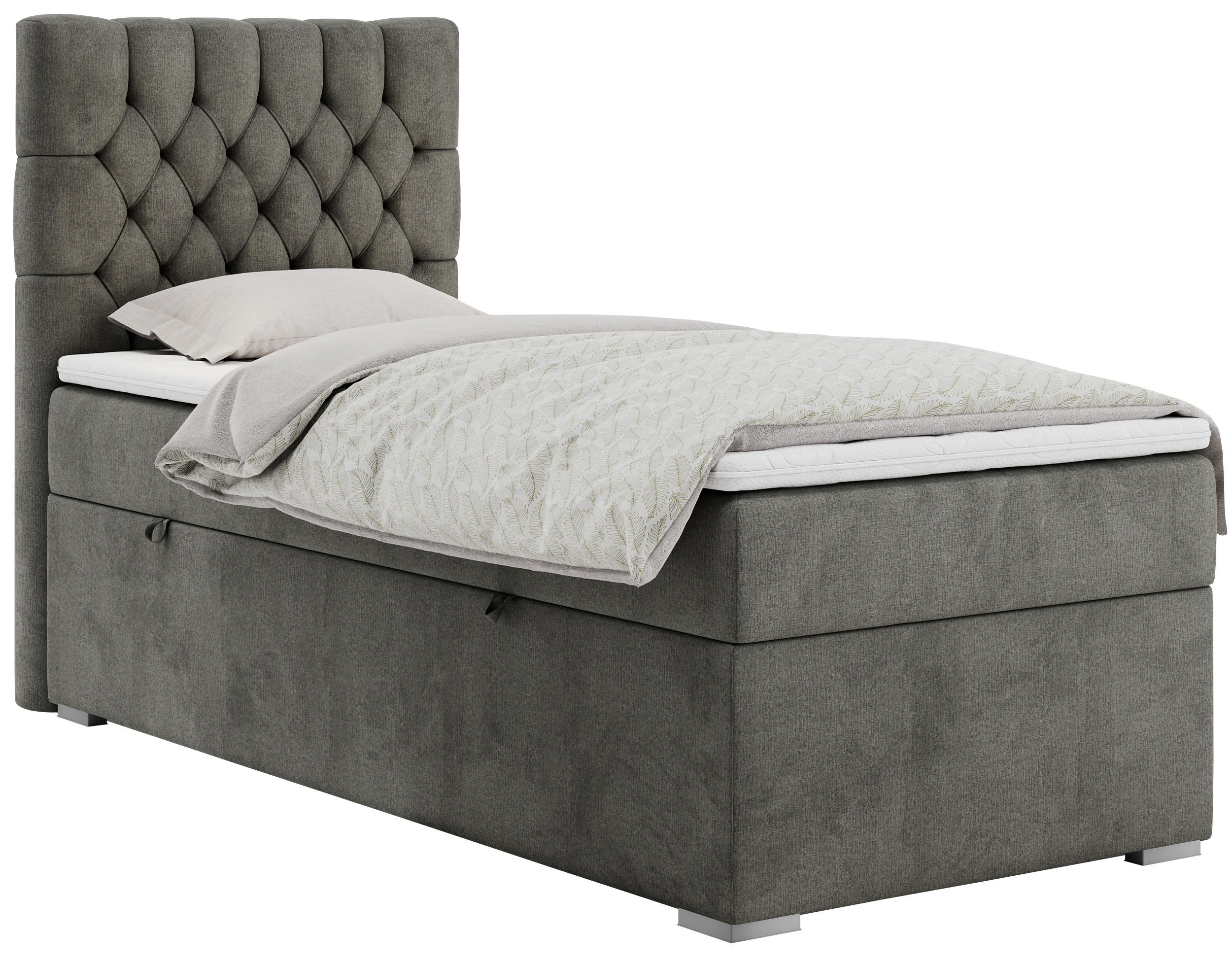 BOXBETT PERA 90/200 Dunkelgrau Velvet - H3 - Links Seite - Dunkelgrau, Holz/Textil (90/200cm) - MKS