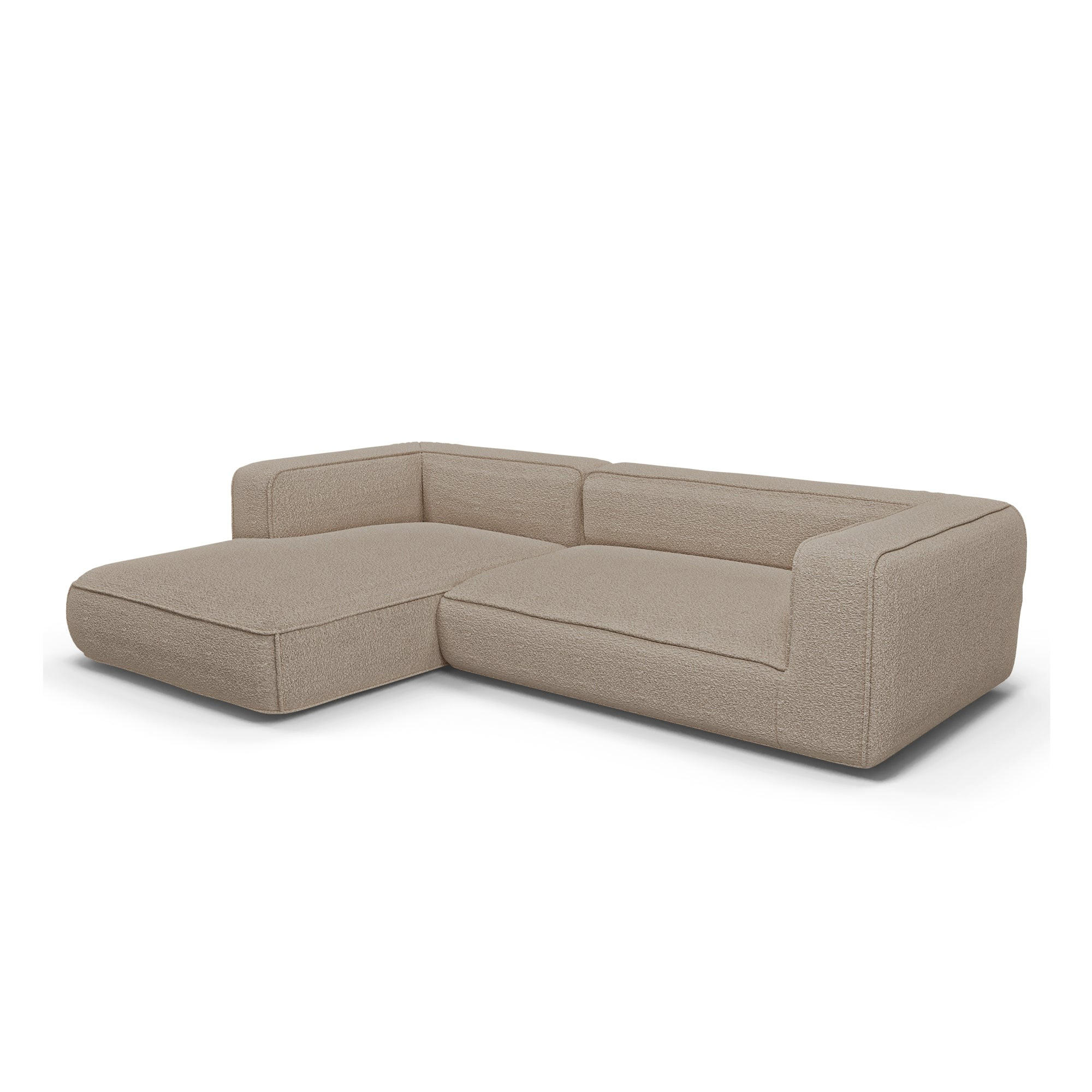 ECKSOFA (links) SOFIA Frottee Taupe 255cm - Taupe, Textil (255/166cm) - Premium Interiors