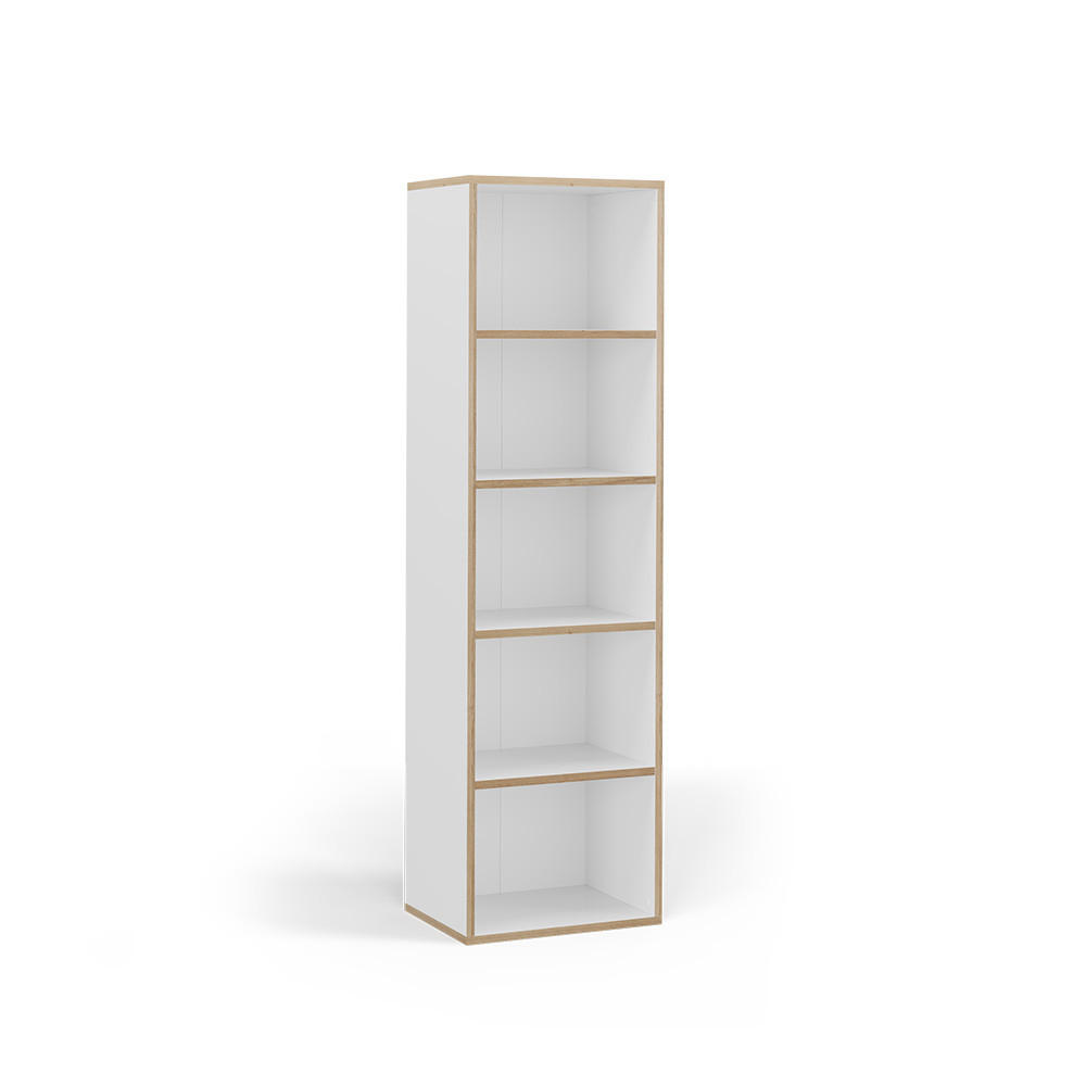 BÜCHERREGAL Tetrix Weiß 40 x 140 cm mit 5 Fächern - Beige/Weiß, Holzwerkstoff (40/140/30cm) - Vicco