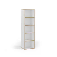 BÜCHERREGAL Tetrix Weiß 40 x 140 cm mit 5 Fächern - Beige/Weiß, Holzwerkstoff (40/140/30cm) - Vicco