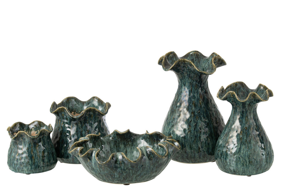 BLUMENTOPF RONNY UNREGELMÄßIG Blau - Blau, Keramik (20.5/18cm) - J-Line