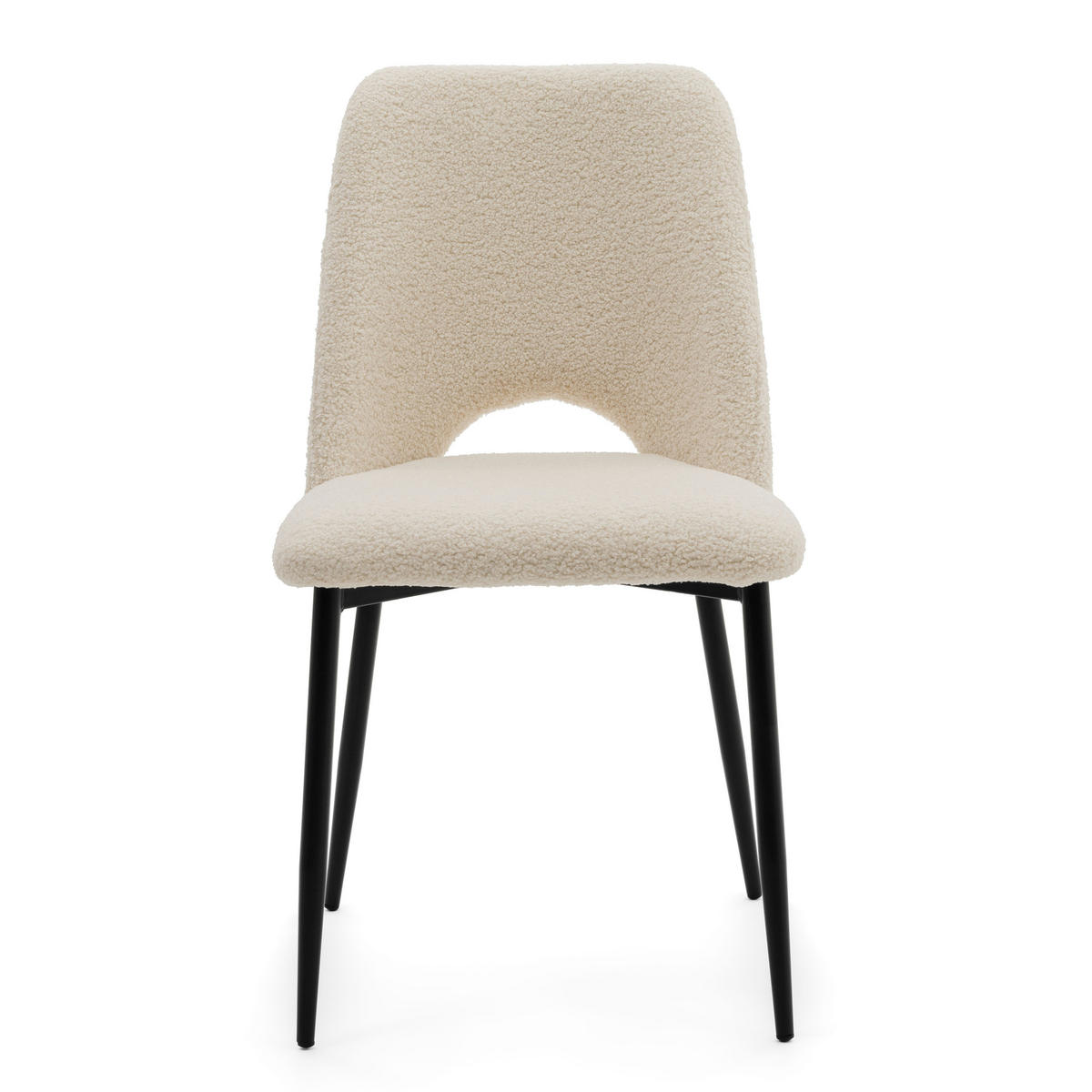 STUHL ORO gepolsterter mit Steppung - hellbeige - Boucle - Ecru/Schwarz, Textil/Metall (47/91/55cm) - NEW HOME