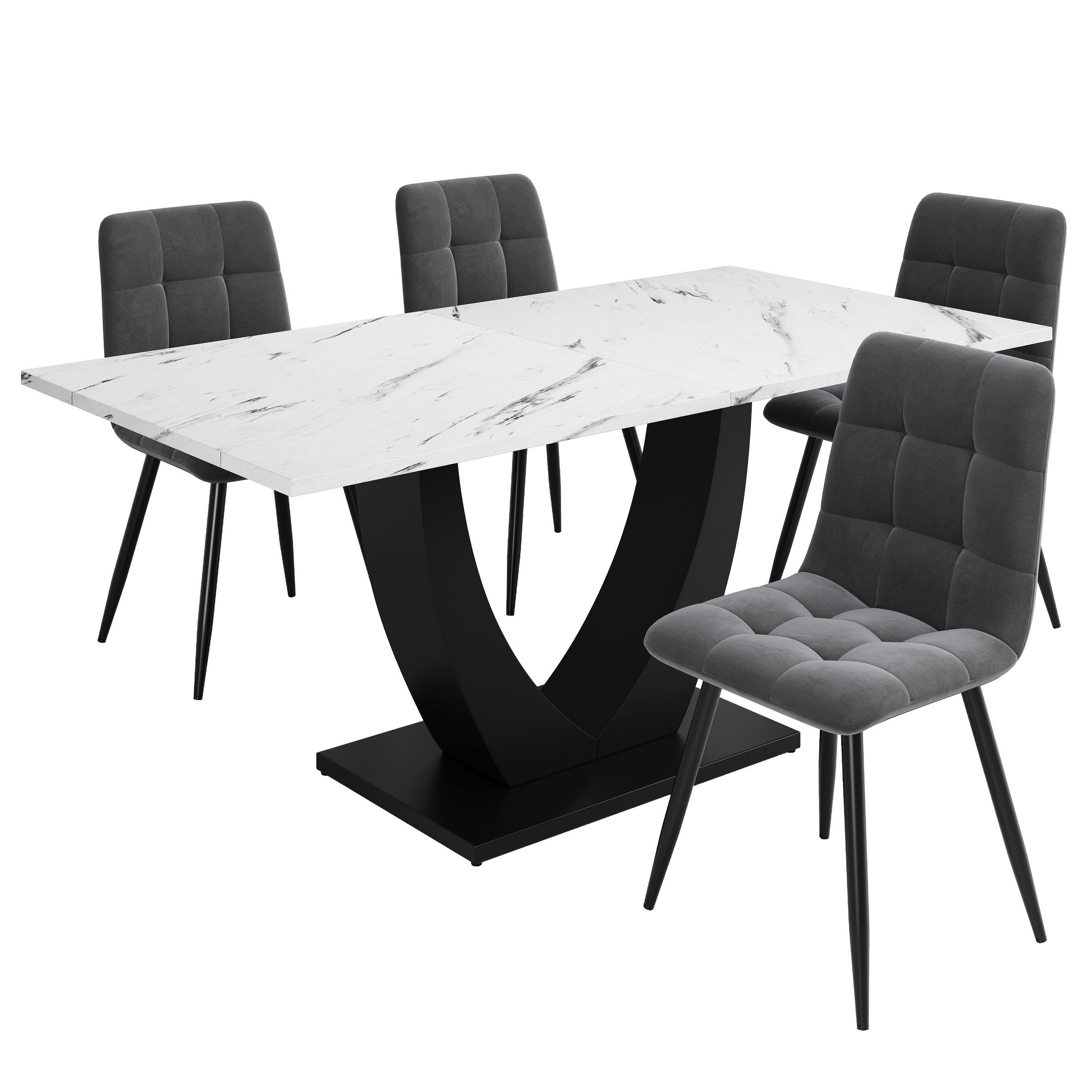 ComfortXL Essgruppe Grau, Schwarz 140x75.5x75 cm