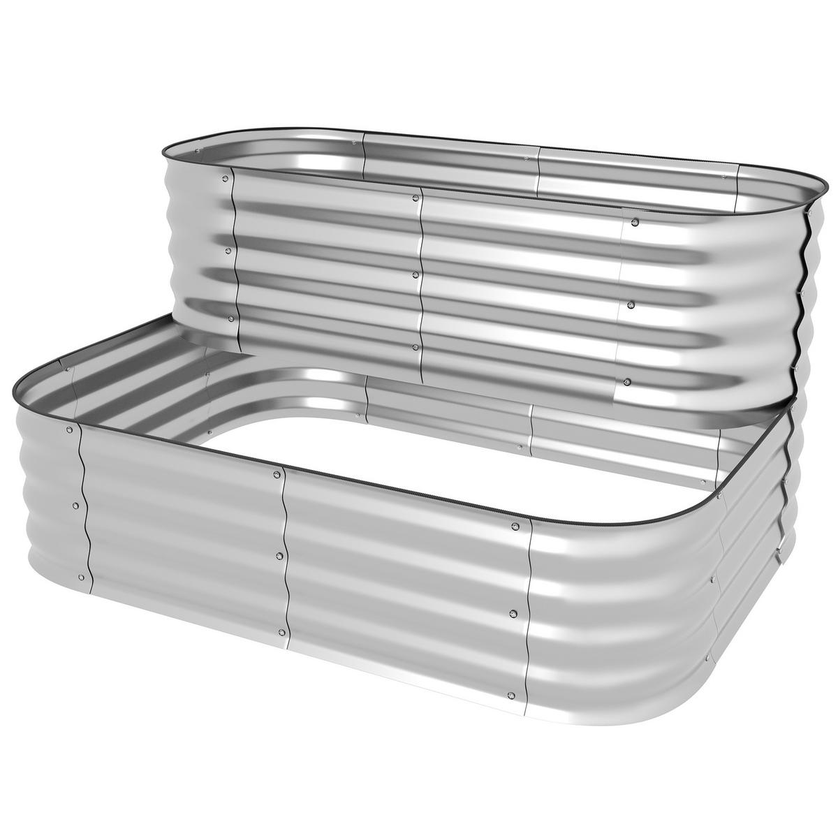 HOCHBEET DE-05282 2 Etagen, offener Boden Silber - Silberfarben, Metall (120/30/90cm) - ComfortXL