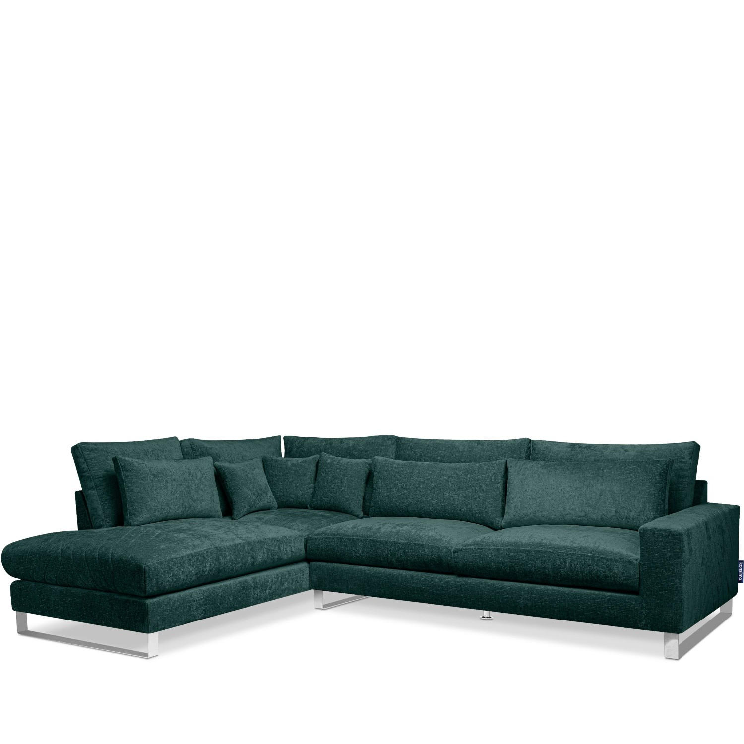 ECKSOFA LINKS BRENTIS Chenille-Stoff, Marineblau - Blau, Textil (314/224cm) - KONSIMO®