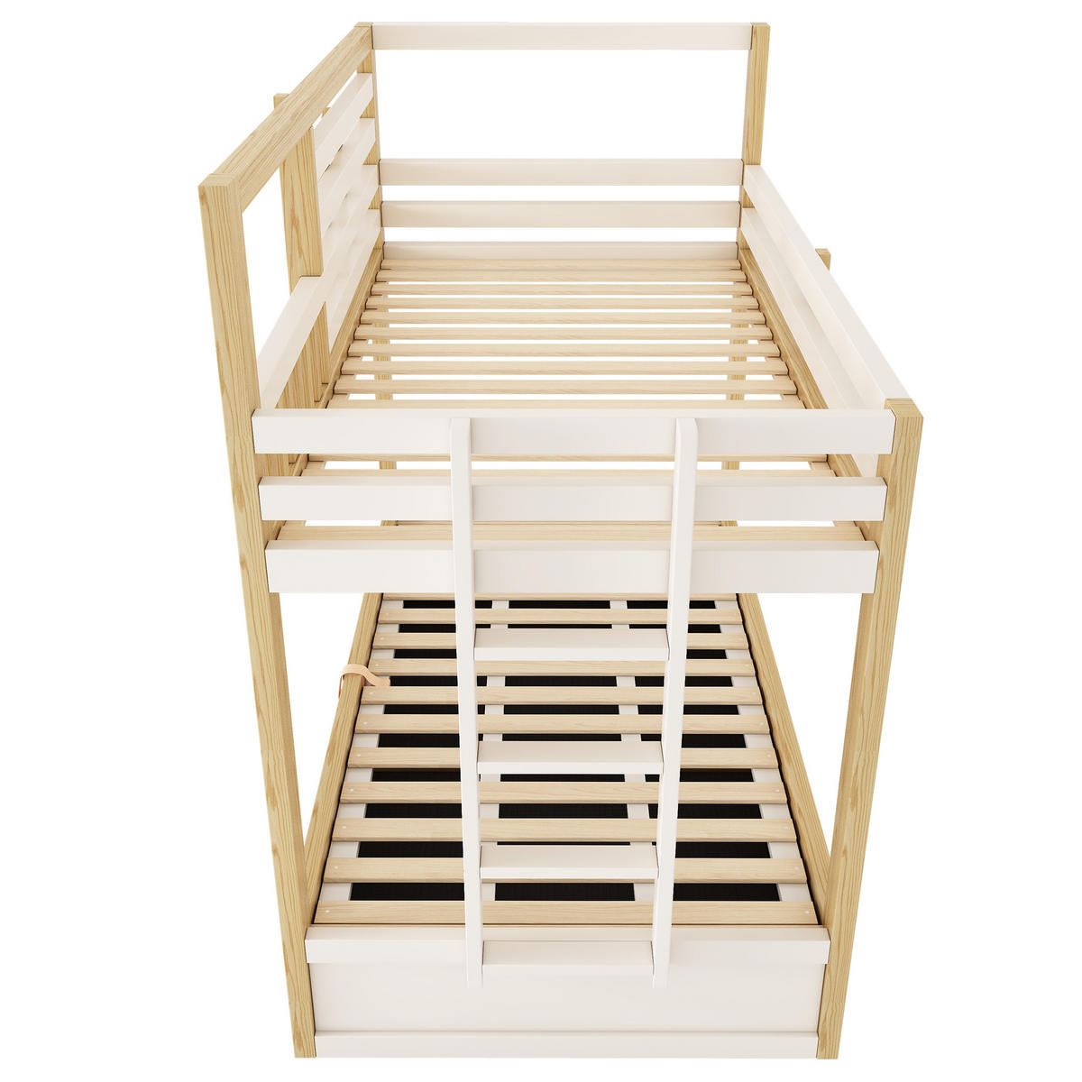 ETAGENBETT 90/200 cm DE-32526 mit Hüttenstil Weiß/Eiche - Eichefarben, Holz (90/200cm) - ComfortXL