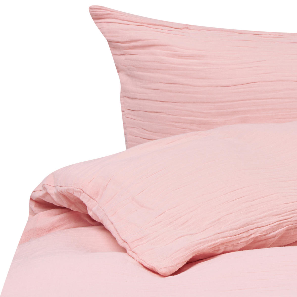 BETTWÄSCHE-SET 150/200 cm Baumwollmusselin Pastellrosa Sumner - Pink, Textil (150/200cm) - Beliani