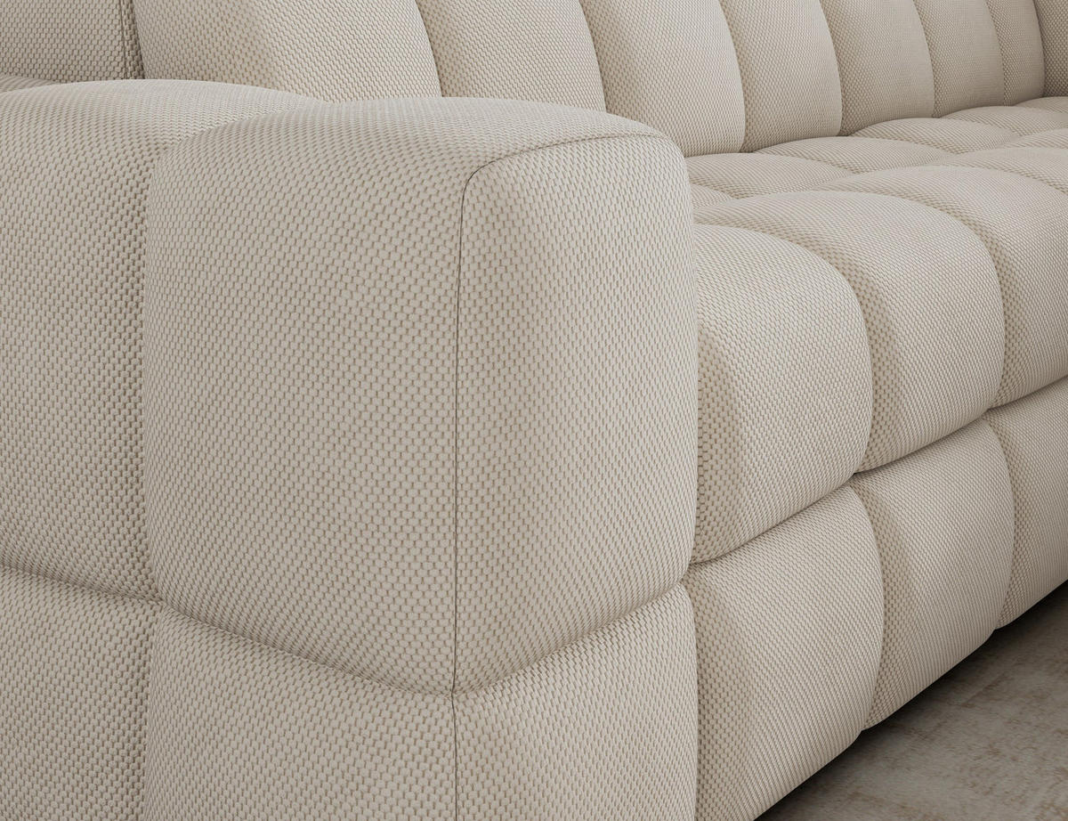 ECKSOFA Bronon mit Schlaffunktion und Bettkasten – Modernes Design, verstellbare Kopfstützen und verschiebbare Rückenlehnen - Beige, Kunststoff (296/109cm) - Wohnideebilder