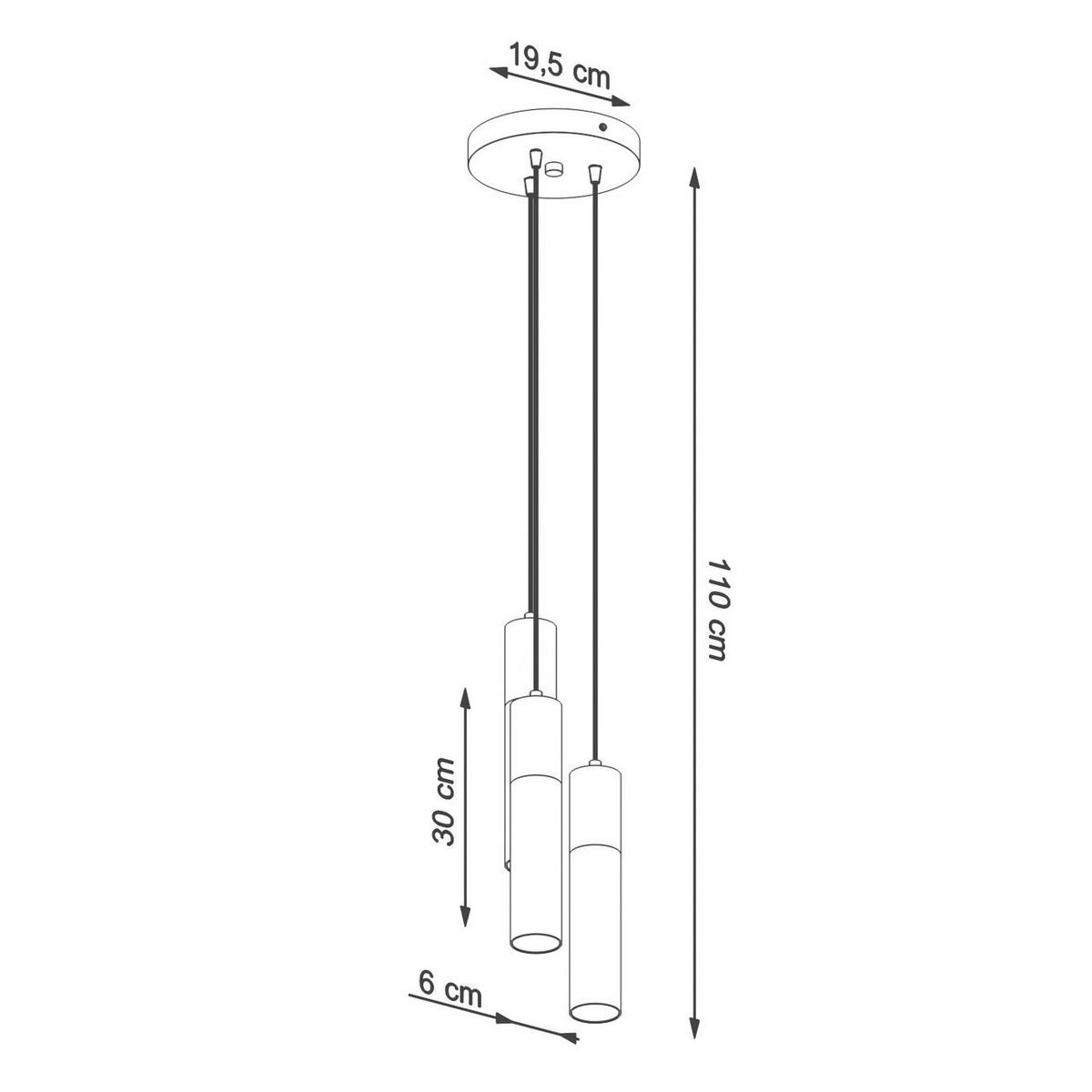 HÄNGELEUCHTE Beton Schwarz 3 flammig - Schwarz, Metall (45/6/90cm) - Sollux Lighting