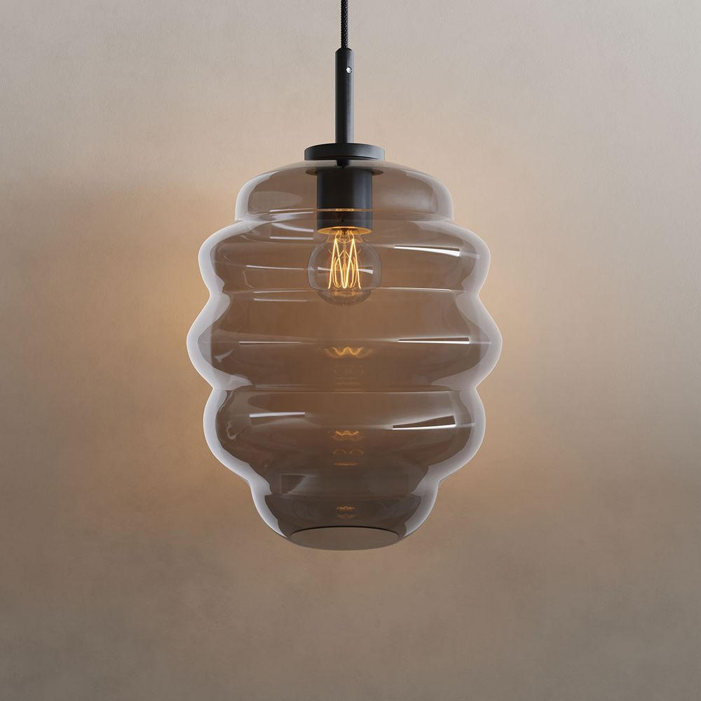HÄNGELAMPE Echos 5m Abhängung Rauch Ø 25cm - Anthrazit, Glas (28/25/28cm) - s.luce
