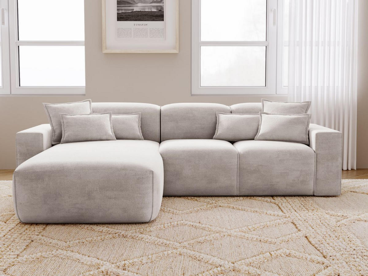 ECKSOFA Leni Hellgrau Links - Hellgrau, Holz/Textil (265/180cm) - Graingold