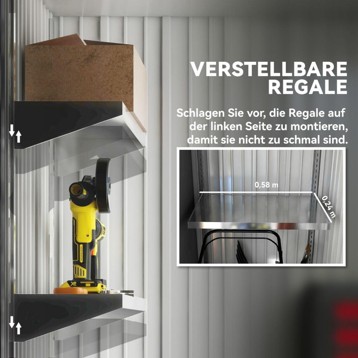 GERÄTESCHUPPEN WELLSTAHL 155x87 cm Grau - Grau, Metall (95/181/161cm) - ComfortXL