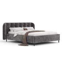 POLSTERBETT Nuno Dunkelgrau 120/200 cm im Chenille-Stoff - Dunkelgrau/Schwarz, Holz/Holzwerkstoff (120/200cm) - Maison de Reve