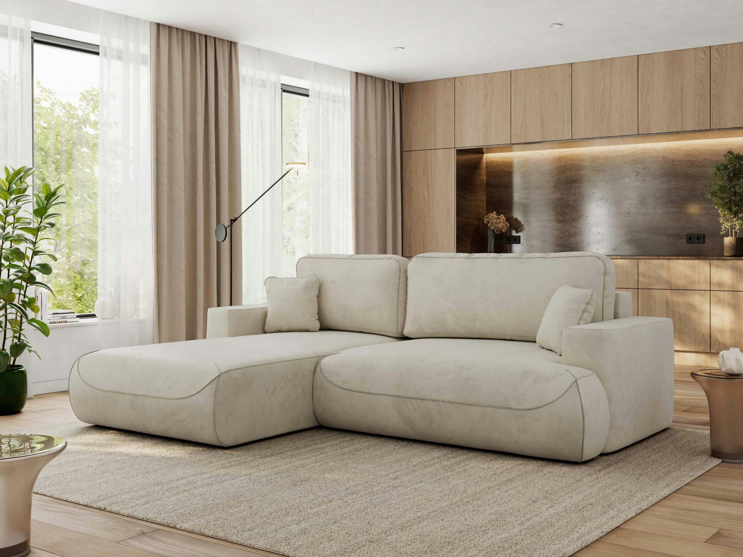 ECKSOFA OVO L Beige Velvet - Links Seite - Beige/Schwarz, Kunststoff/Textil (271/195cm) - MKS