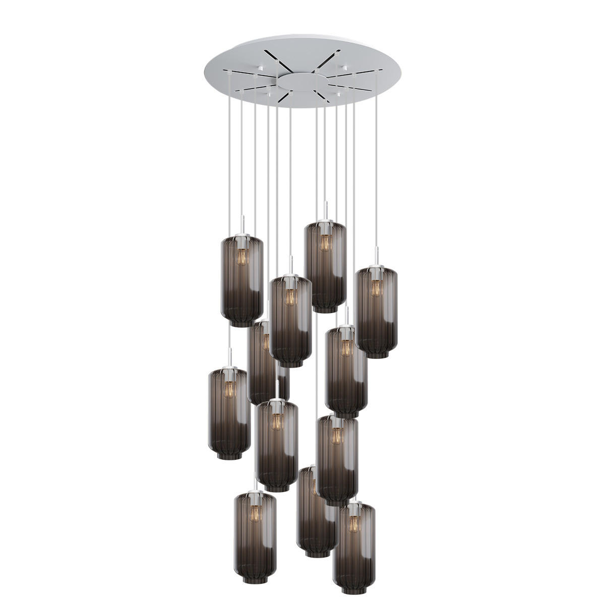 GALERIELEUCHTE Velo 12-flammig Rauch Ø 18cm - Anthrazit/Weiß, Glas (18/18/33cm) - s.luce