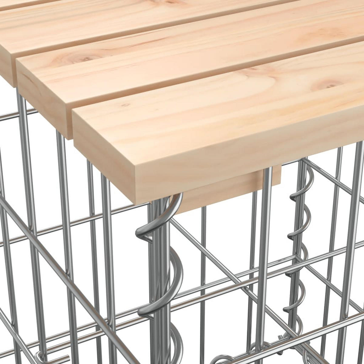 GARTENBANK Gabionen INO 347x71x65,5 cm Kiefernholz Natur - Silberfarben, Metall (347/65.5/71cm) - DELUKE