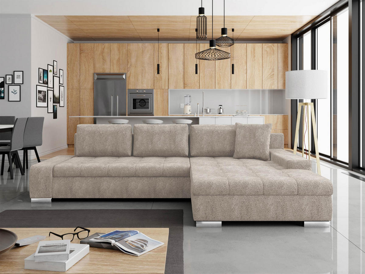 ECKSOFA Orkan - Hellbraun, Holz/Textil (302/213cm) - MIRJAN24