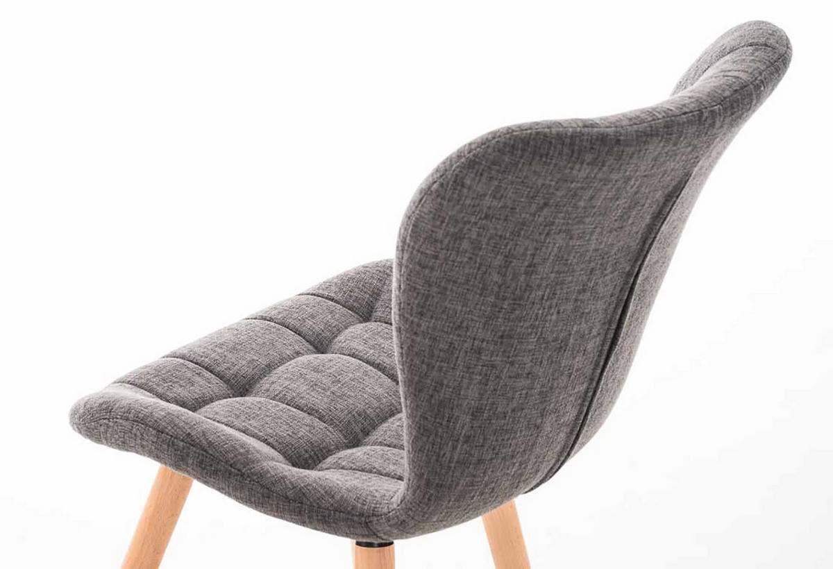 STUHL 4er Set Stoff hellgrau - Eukalyptusholzfarben/Hellgrau, Holz/Textil (50/88/63cm) - CLP