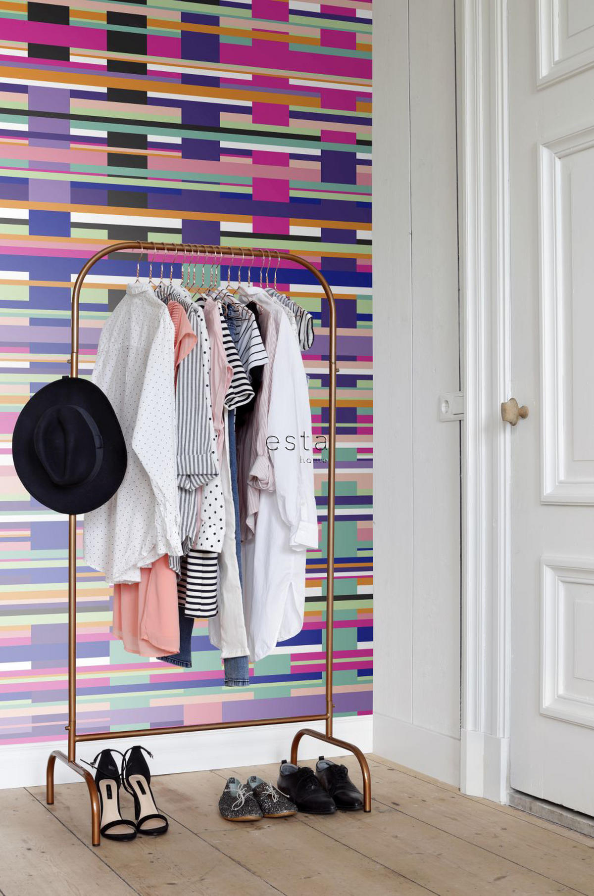 FOTOTAPETE grafisches Muster 200 x 279 cm - Pink, Papier (200/279cm) - ESTAhome