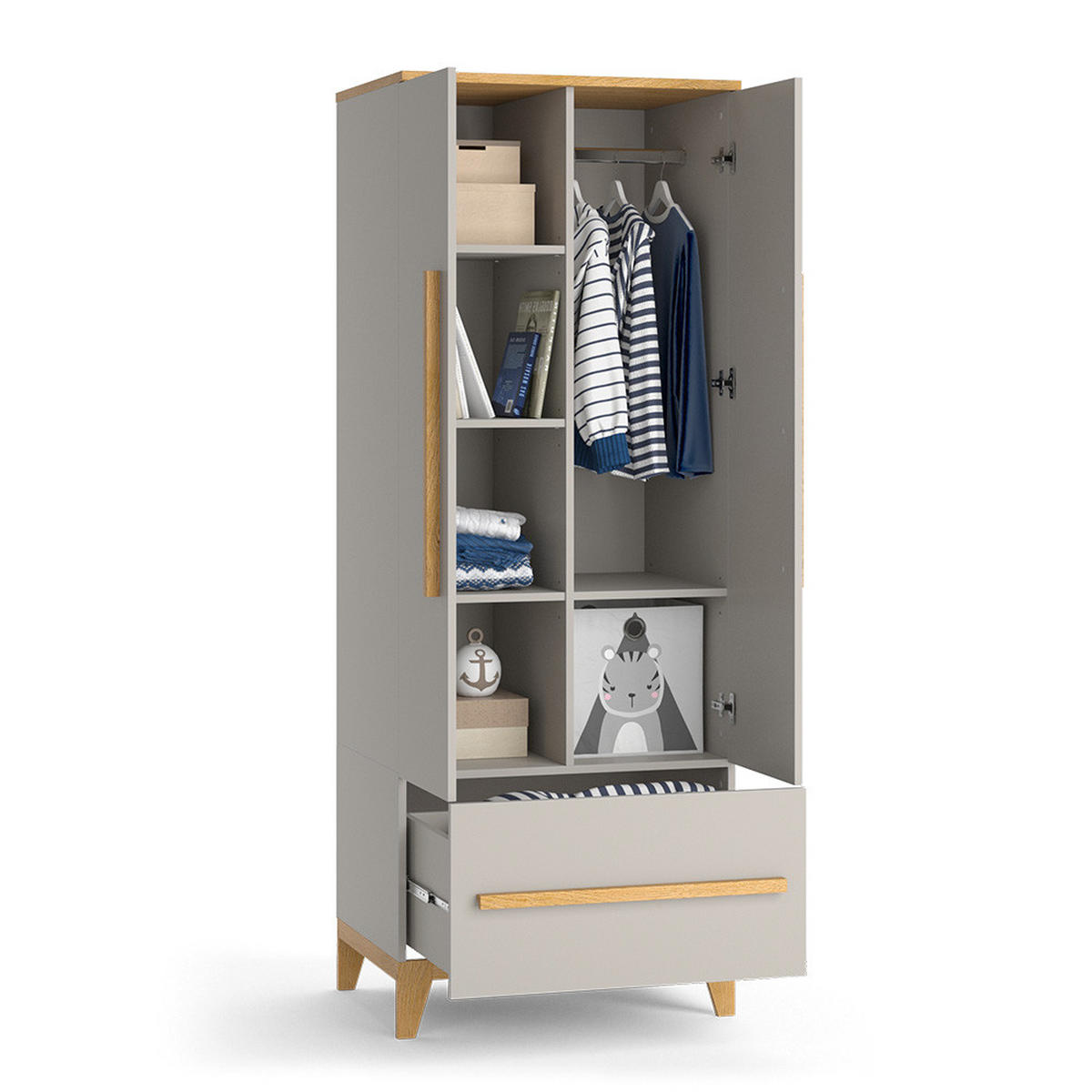 KINDERKLEIDERSCHRANK Malia Cashmere-Eiche 70 x 186.8 cm - Kaschmir, Holzwerkstoff (70/186.8/53.4cm) - VitaliSpa