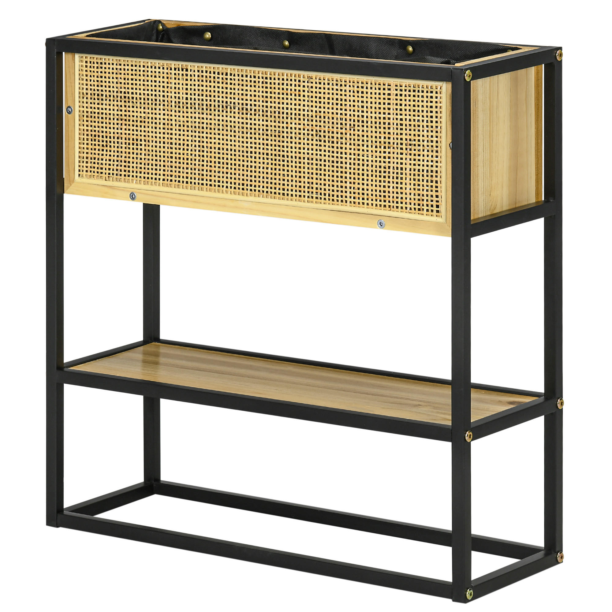 HOCHBEET DE-16026 mit Etagere Naturholz/Schwarz - Naturfarben, Holzwerkstoff (55/56/20cm) - ComfortXL