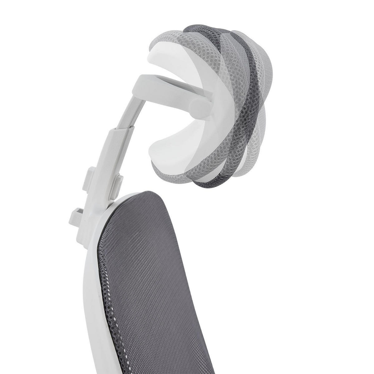 BÜROSTUHL Baltimore Weiß Grau - Grau, Kunststoff (59/123/60cm) - Juskys