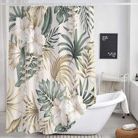 DUSCHVORHANG tropisch Monstera Blätter Muster 90 x 180 cm Polyester maschinenwaschbar mit Haken - Multicolor, Textil (90/180cm) - MCBOSON