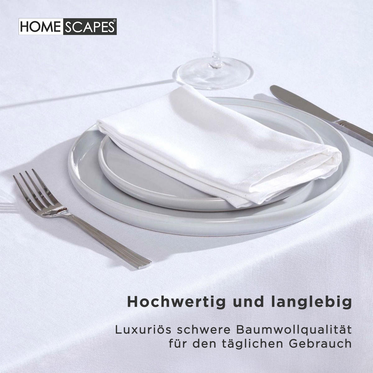 TISCHDECKE weiß rund 178 cm, 100% Baumwolle - Weiß, Textil (178/178cm) - Homescapes