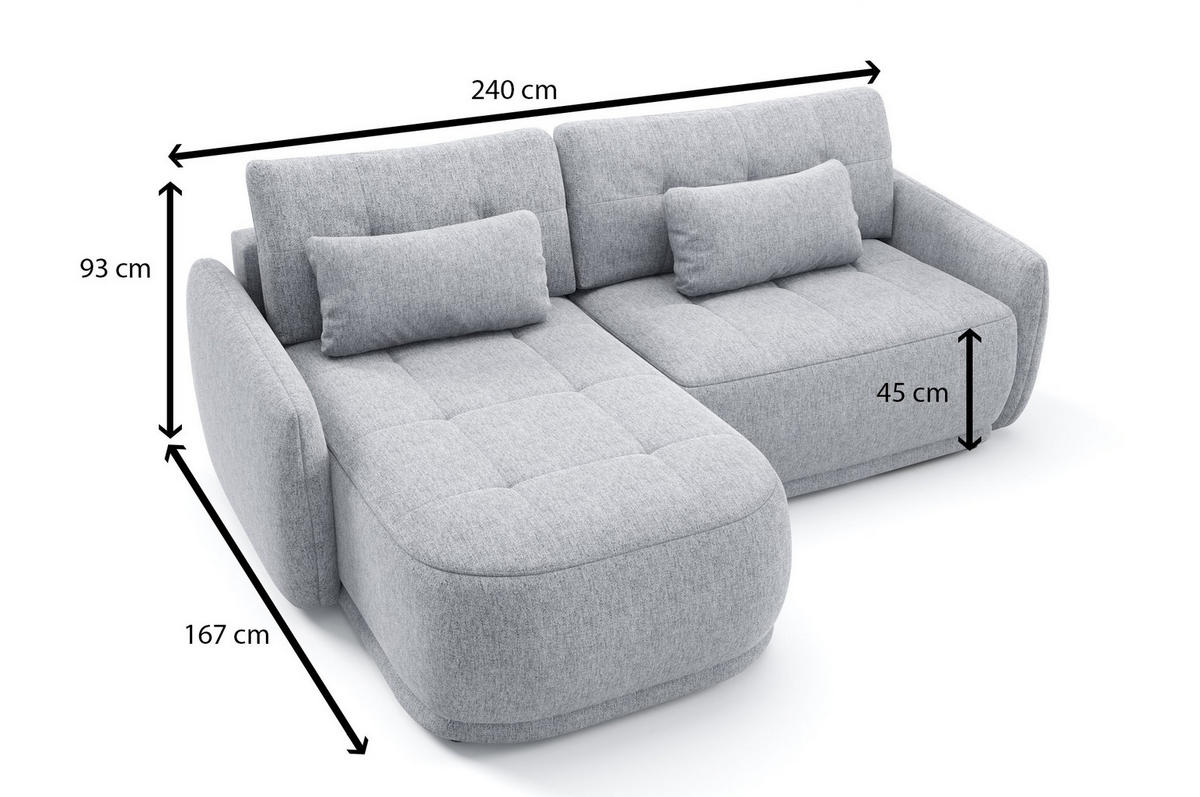 ECKSOFA Krabi Dunkelgrün, mit Schlaffunktion - Dunkelgrün, Textil (240/167cm) - Bettso