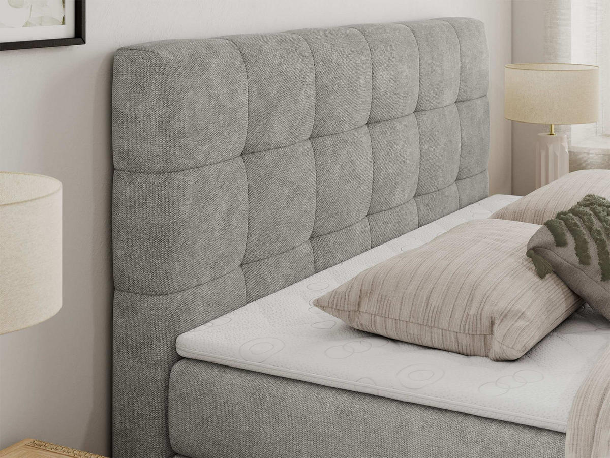 BOXSPRINGBETT LUKA KING 120/200 Hellgrau Struktur - H3 - Hellgrau, Holz/Textil (120/200cm) - MKS