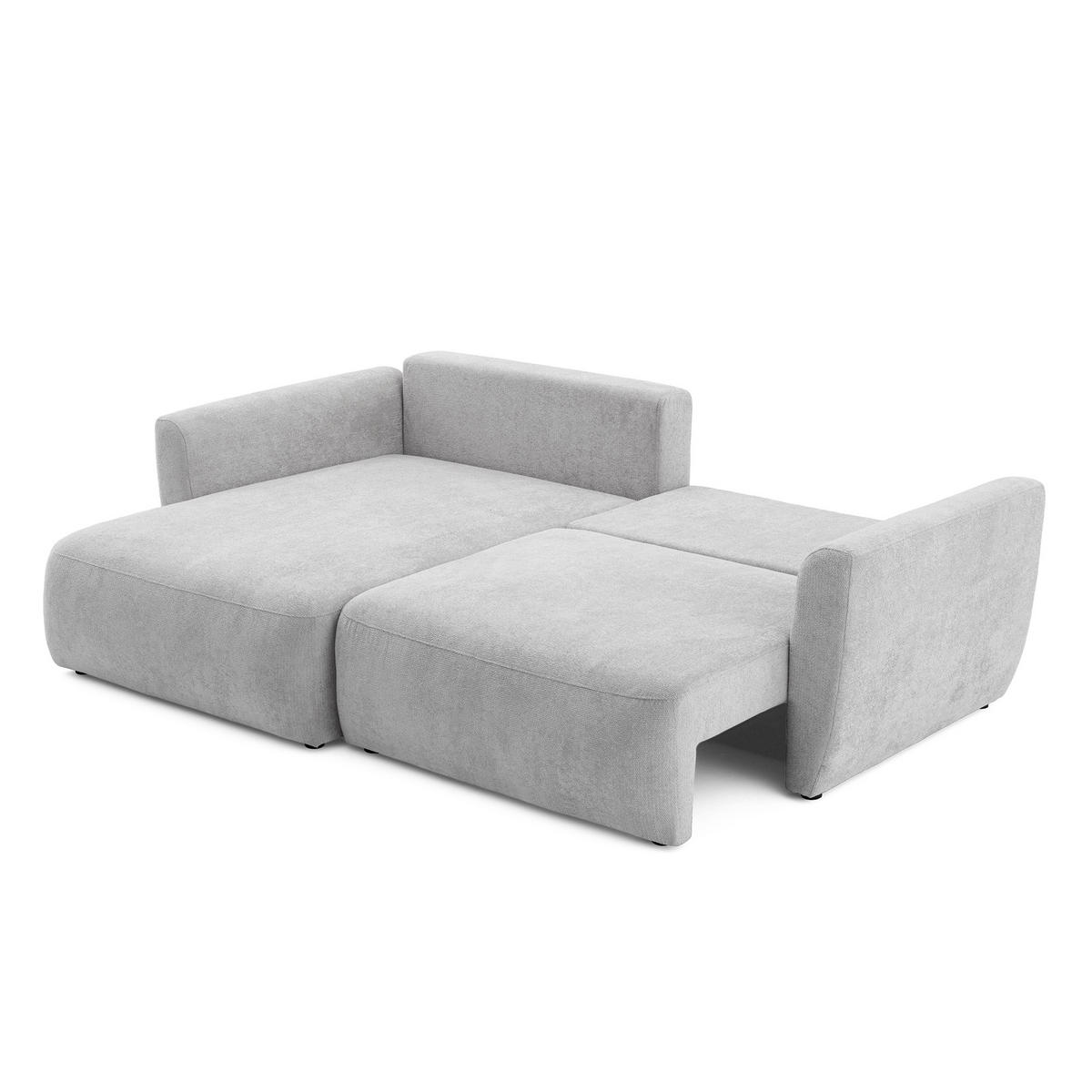 ECKSOFA BELLA L Links mit Schlaffunktion 140x205 Velours Hellgrau - Hellgrau/Schwarz, Holz/Kunststoff (230/165cm) - Muffo