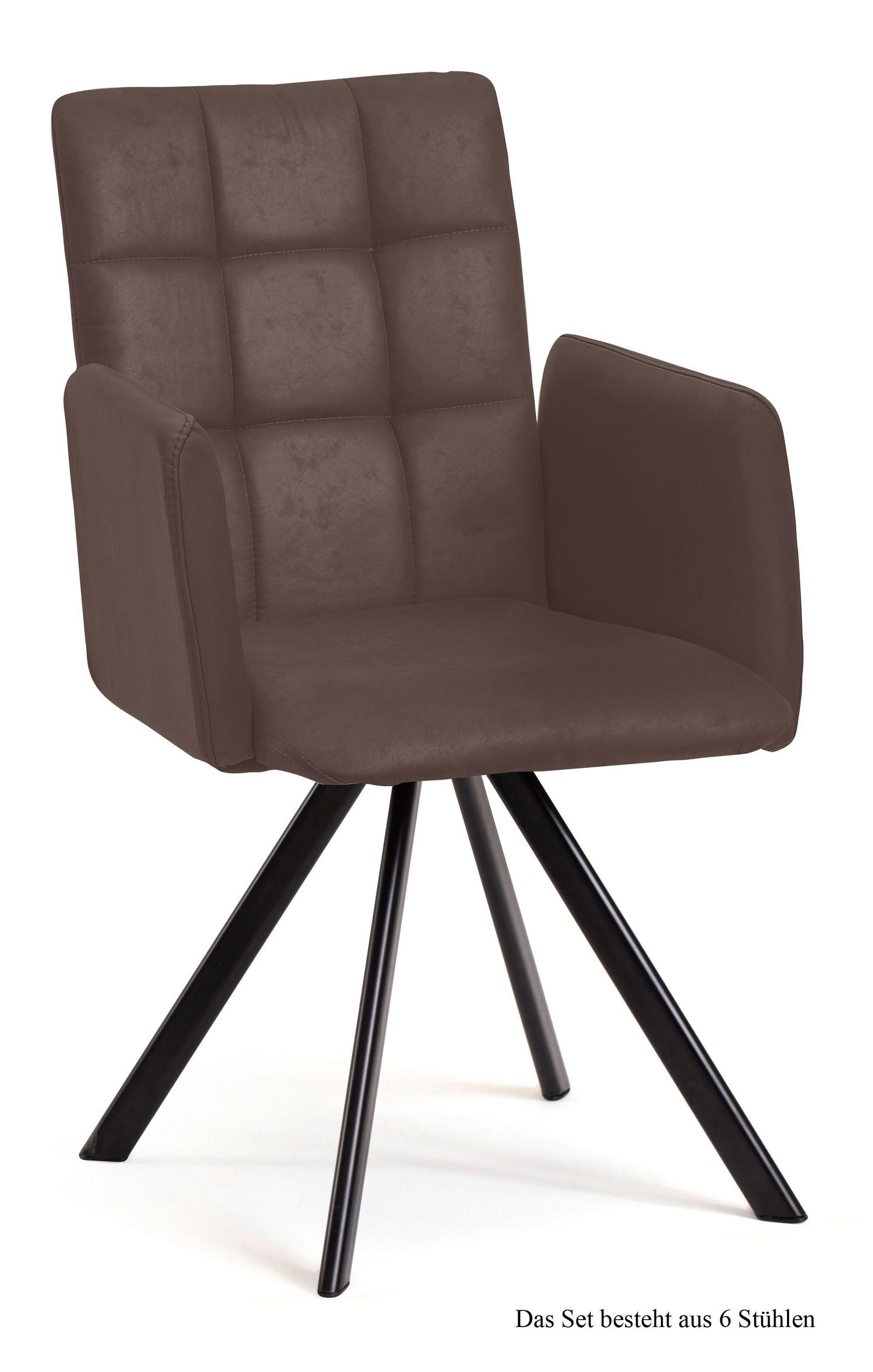ARMLEHNSTUHL (6er-Set) Dayle 52x91x60 Schwarz/Braun - Schwarz/Braun, Kunststoff (60/91/52cm) - 58aufmkessel