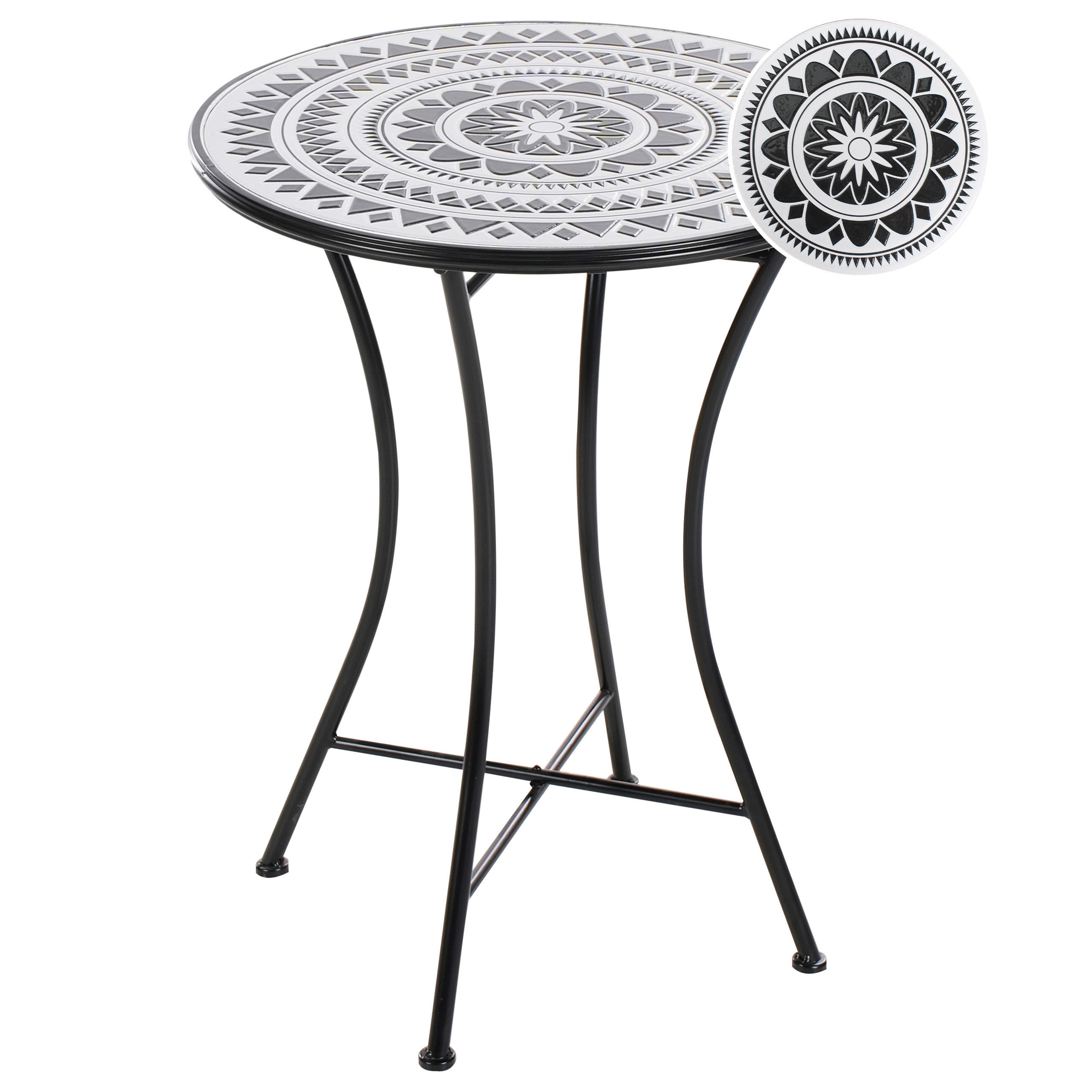 BISTROBORD 60/60 cm metall svart/vitt Comiso - Svart, Metall (60/60/75cm) - Beliani