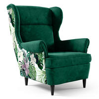 OHRENSESSEL Havana im skandinavischen Stil, Dunkelgrün, mit Beinen in Wengefarbe - Wengefarben/Dunkelgrün, Holzwerkstoff (82/102/92cm) - Beautysofa